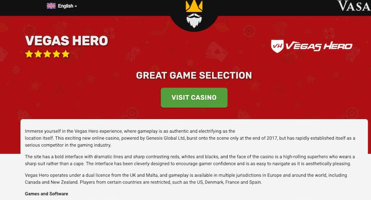 Inside look at Vegas Hero — a trusted name among the best online casino Canada operators.